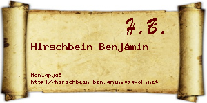 Hirschbein Benjámin névjegykártya